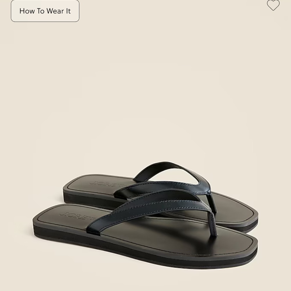 J. Crew Black Leather Flip Flops, size 8.5, new in box, $138 retail